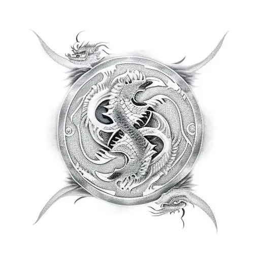 Dragon Yin And Yang Sign