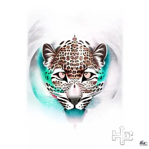 A Realistic Depiction Of A Leopard's Face Sorrounded By An African Shield