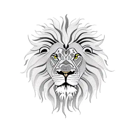 Lion With Glowing Yellow Eyes