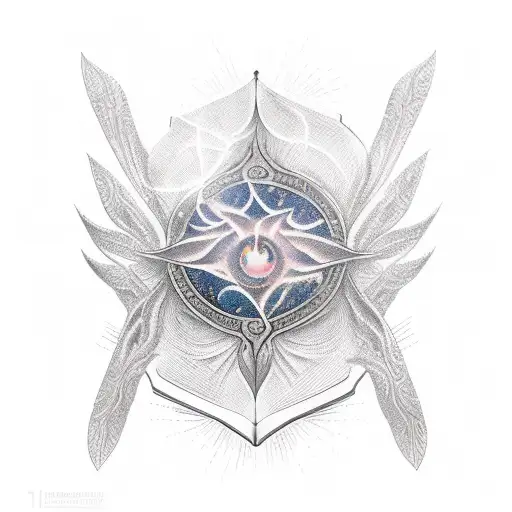 A Tattoo Of An Open Book With Rays Of Light Bursting Out Of It