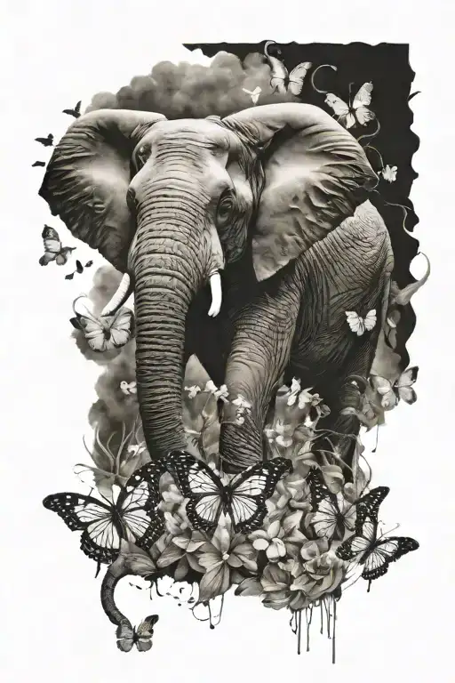 Elephant With Butterflies