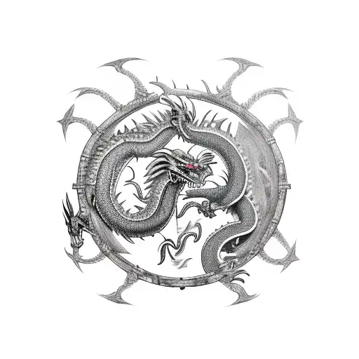 Samurai Fighting A Demon Dragon