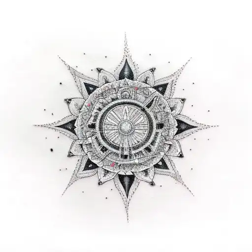 Mandala Trashpolka Black Red Star