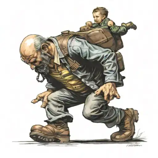 Giant Man Stomping On Little Men