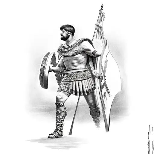 Roman Gladiator With Italian Flag