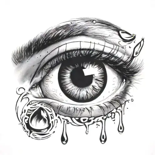 Eye With Tear Drop Sadness Misery Pain