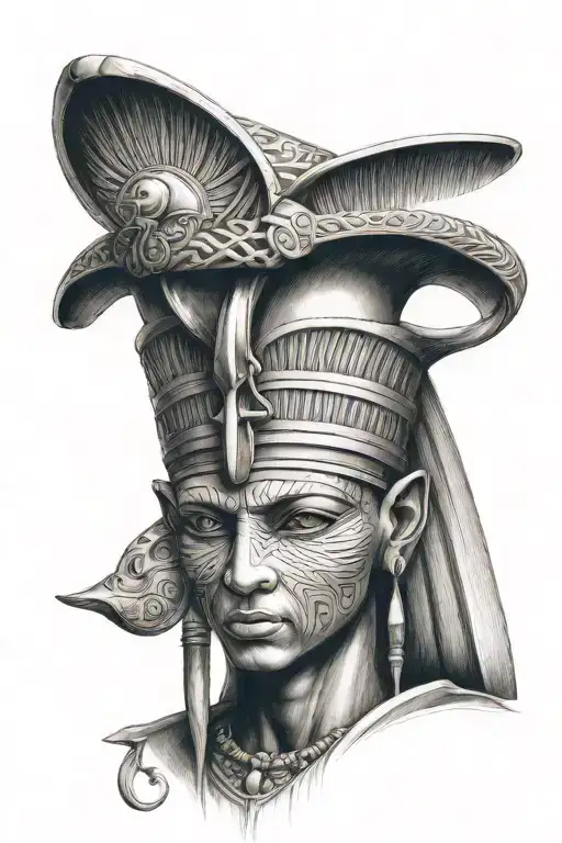 Create A Sketch Of A Tattoo Of The Egyptian God Thoth