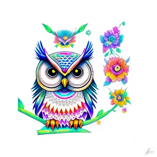 Owl Colorful Maxican Style