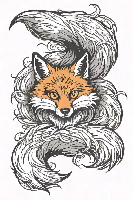 9 Tail Fox Fluffy Tails With Angry Face Made