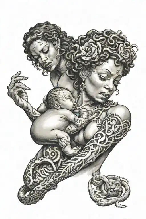 Black Medusa Breastfeeding A Baby With