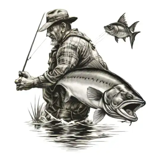 Father And Son Fishing Scene