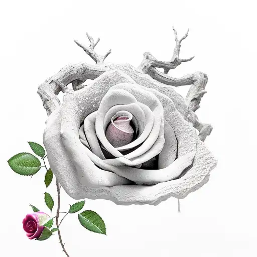 Elder Wood Tree Made Of Crystal With Rose In Hope Of The Tree