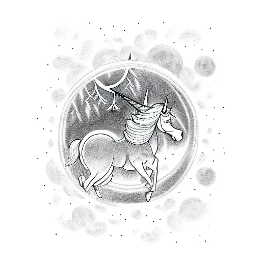 A Mystical Unicorn Emerging From A Dense Forest Under The Light Of A Full Moon