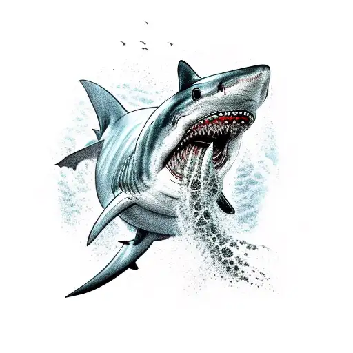 Shark Taking A Bite Out Of A Ship That Is On Fire