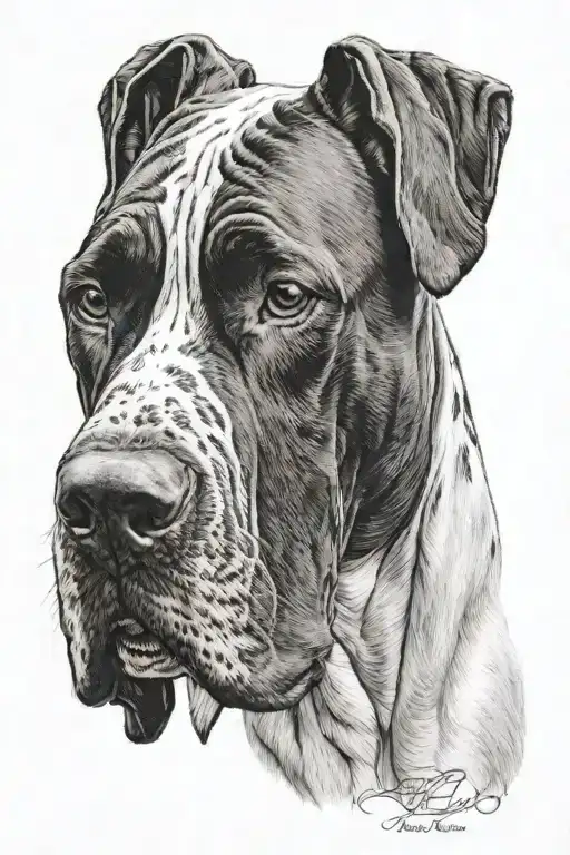Head Of A Black And White Great Dane
