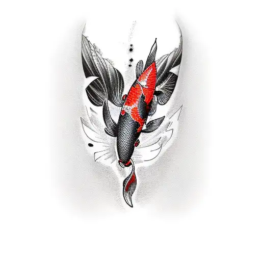 Black And Red Koi Underarm Half Sleeve