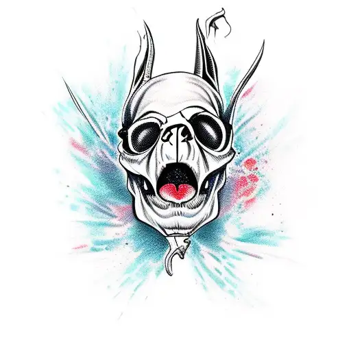 Evil Frenchie Skull Scary Long Tongue