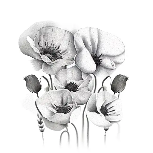 Raven With Dogwoods And Poppies