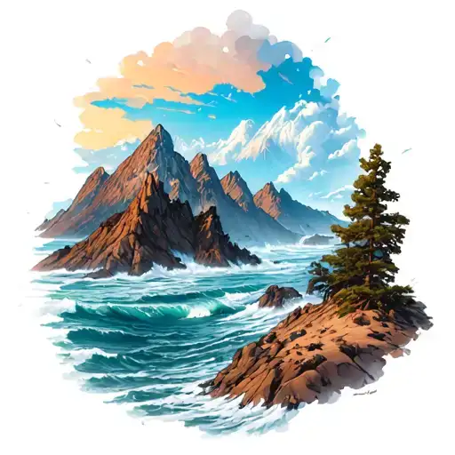 Rocky Mountain Desert Ocean Landscape Intertwined