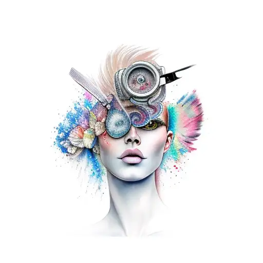 Water Colour Of Hairdressing Tools