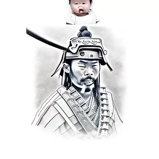 Samurai Holding A Baby