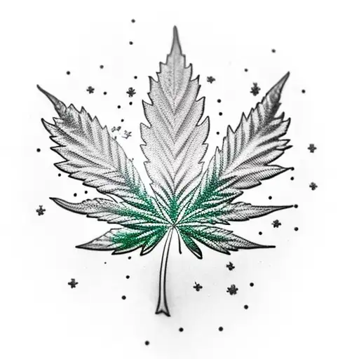 Cannabis Leaf With A Constellation Of Stars Forming Its Shape