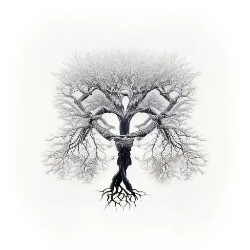 A Majestic Tree With Intricate Roots Symbolizing The Client's New Start In Life