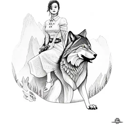 Women On The Top Of The Mountain With Wolf's With Blood In Their Mouth