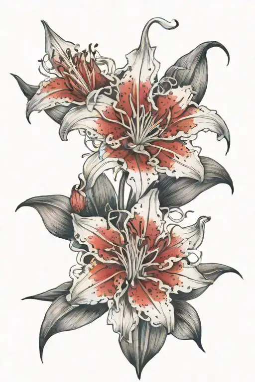 Red And White Spider Lily