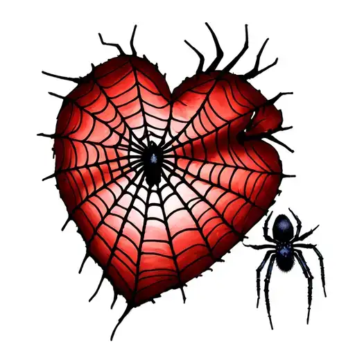 Spiderweb In The Shape Of A Heart And A Spider On It