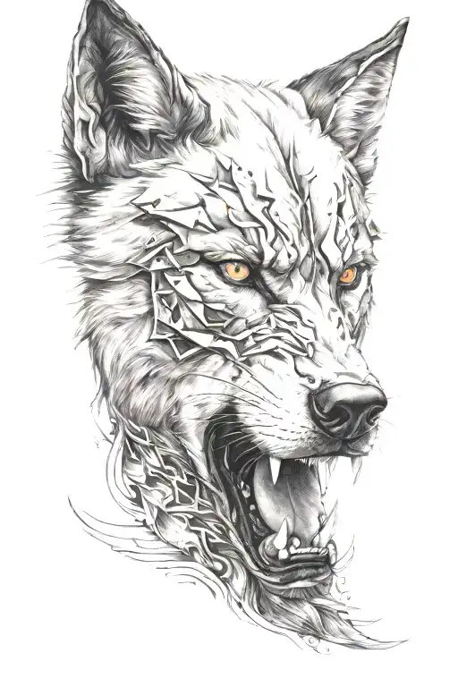 Half Wolf Face Half Spartan Face