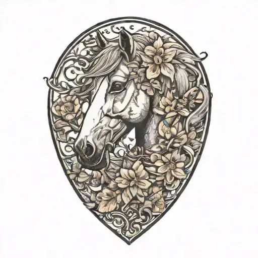 Draft Horse Head With Flowers