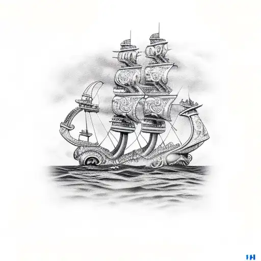 Kraken Strangling Pirateship