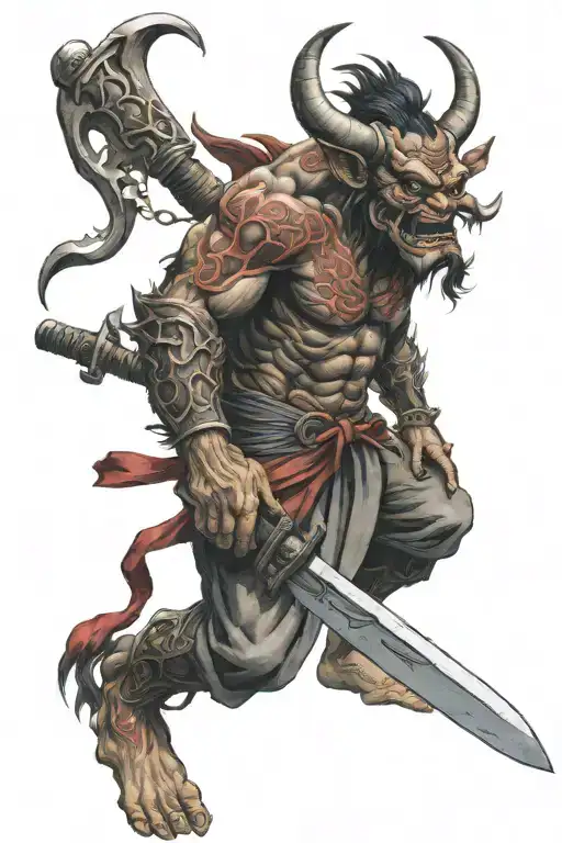 Japan Demon Oni With Weapon