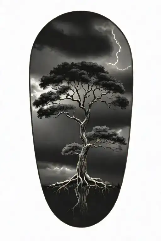 Tree Of Life Surrounded By Stormy Sky