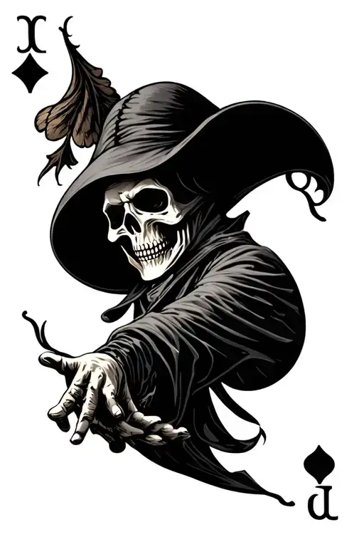 Ace Of Spades With Grim Reaper In The Card Coming From The Ace Logo