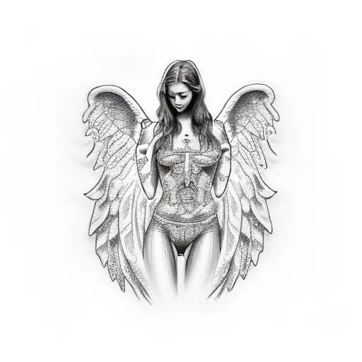 Angel Woman Hug A Man