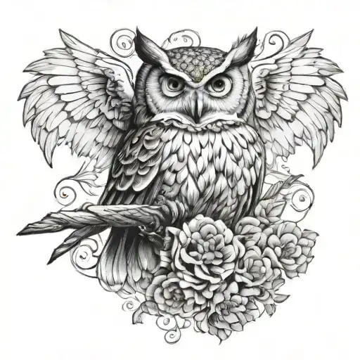 Owl Tatoo Eith Wings On Neck