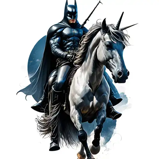 Licorn And Dark Knight Fantasy Riding