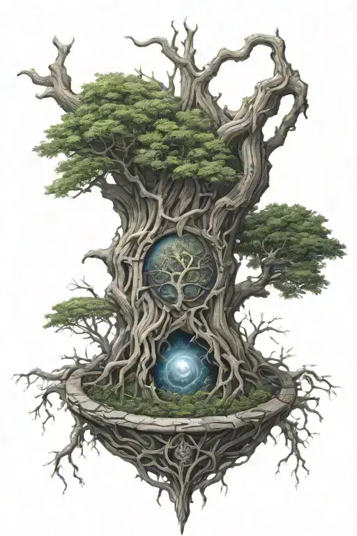 Cryptic Shield Of Protection Growing Out Of A Twisted Lovcraftian Tree Of Life
