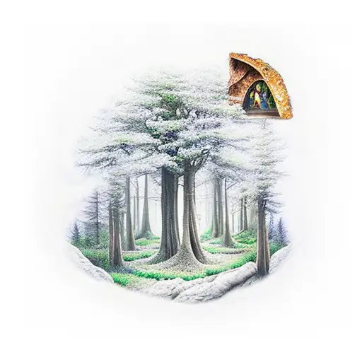 A Mystical Forest With A Hidden Bakery Nestled Among The Trees