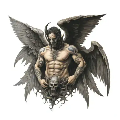 Half Demon Half Angel Surrounded By Souls