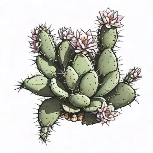 Cactus With Blooming Flowers Representing Arizona