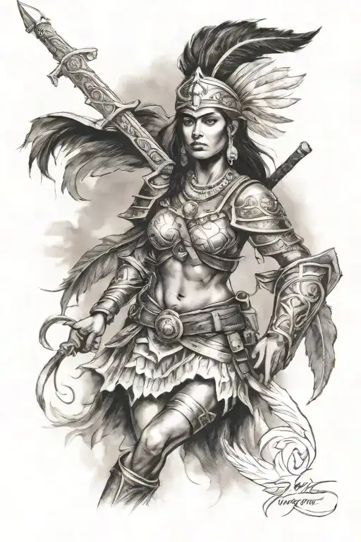 Puerto Rican Female Warrior Symbolizing Strength Peace Responsibility