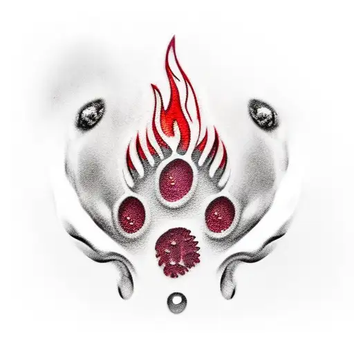 Ruby Red Lion Paw Print In Flames