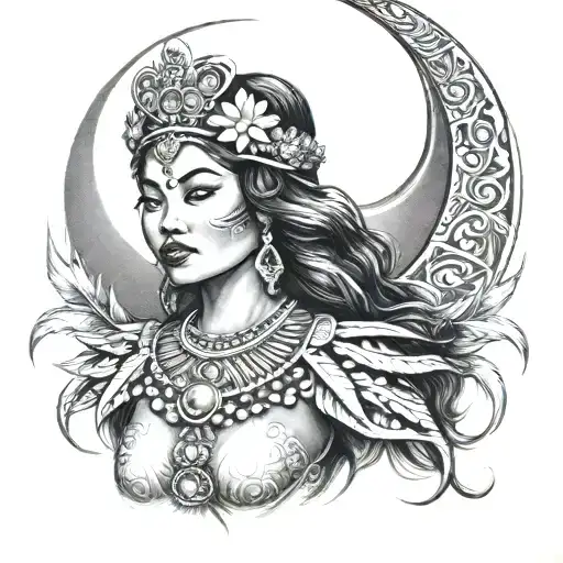 Polynesian Queen Holding The Moon