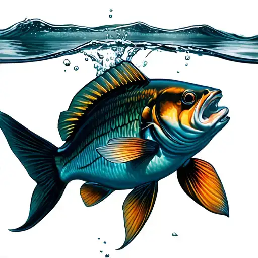 Under Water With Fresh Water Fish Swimming Upstream