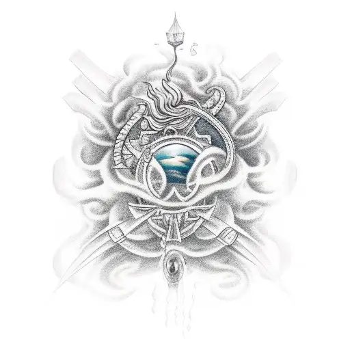 Gods On Background Of The Ocean