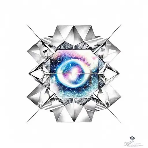 Diamond Frame With Top Have Being Outer Space And The Bottom Half Being The Inside Of The Ocean