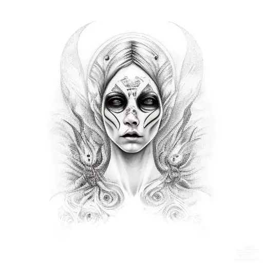 Powerful Witch-like Woman With Dark Hair And No Eyes